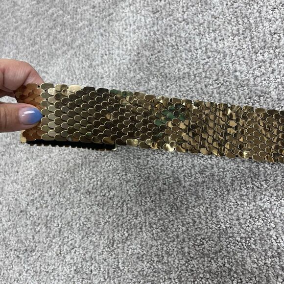 Vintage Metal Stretch Belt Womens One Size Gold Tone Wide Medallion 70s 80s main image 6